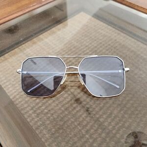 Silver And Blue Aviator Sunglasses